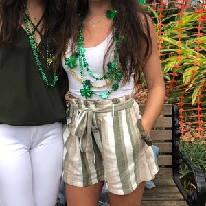 Green stripped shorts